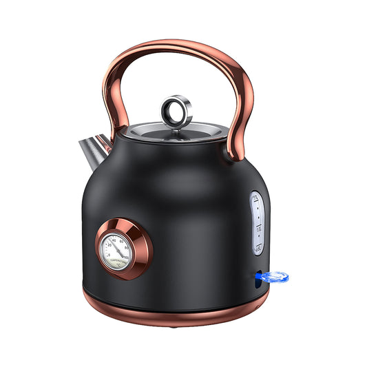 Retro 1.7L Stainless Steel Electric Kettle with Temp Gauge, 1500W