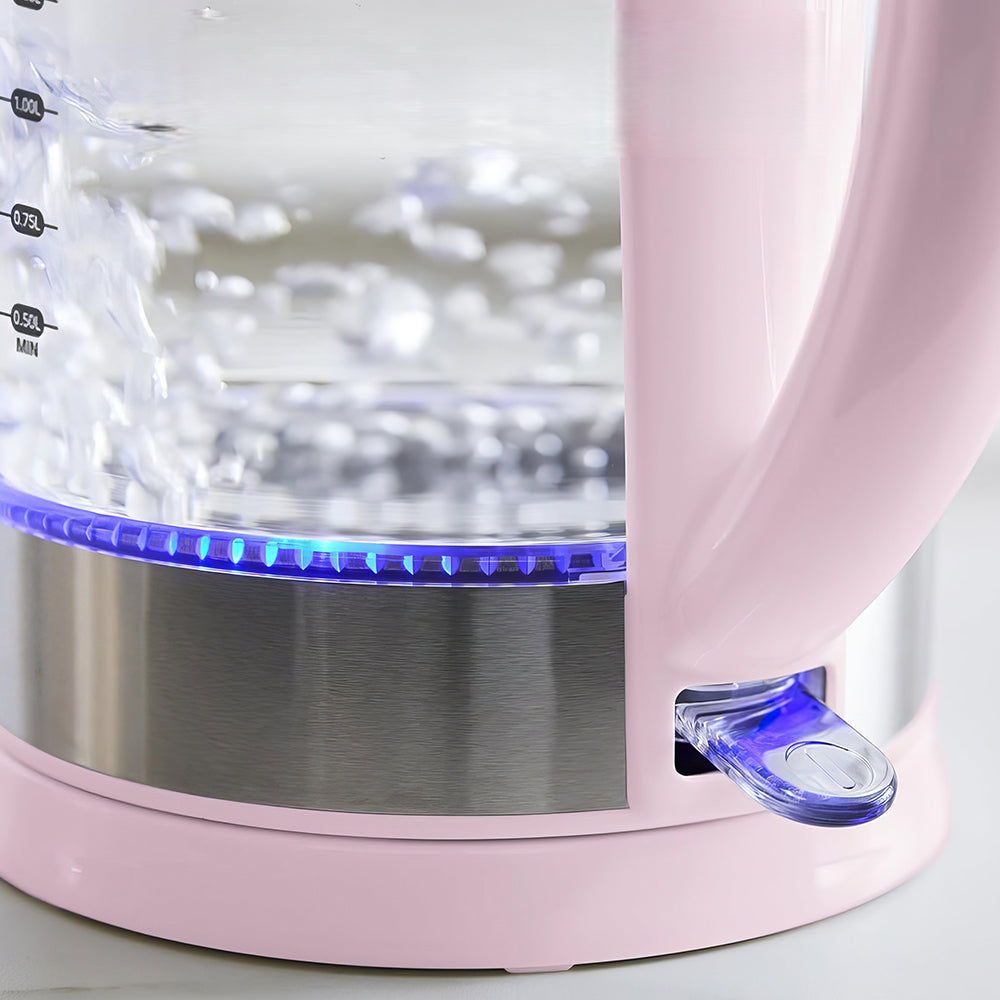 1.7L Glass Electric Kettle with LED Base, Auto Shut-Off & Filtered Spout