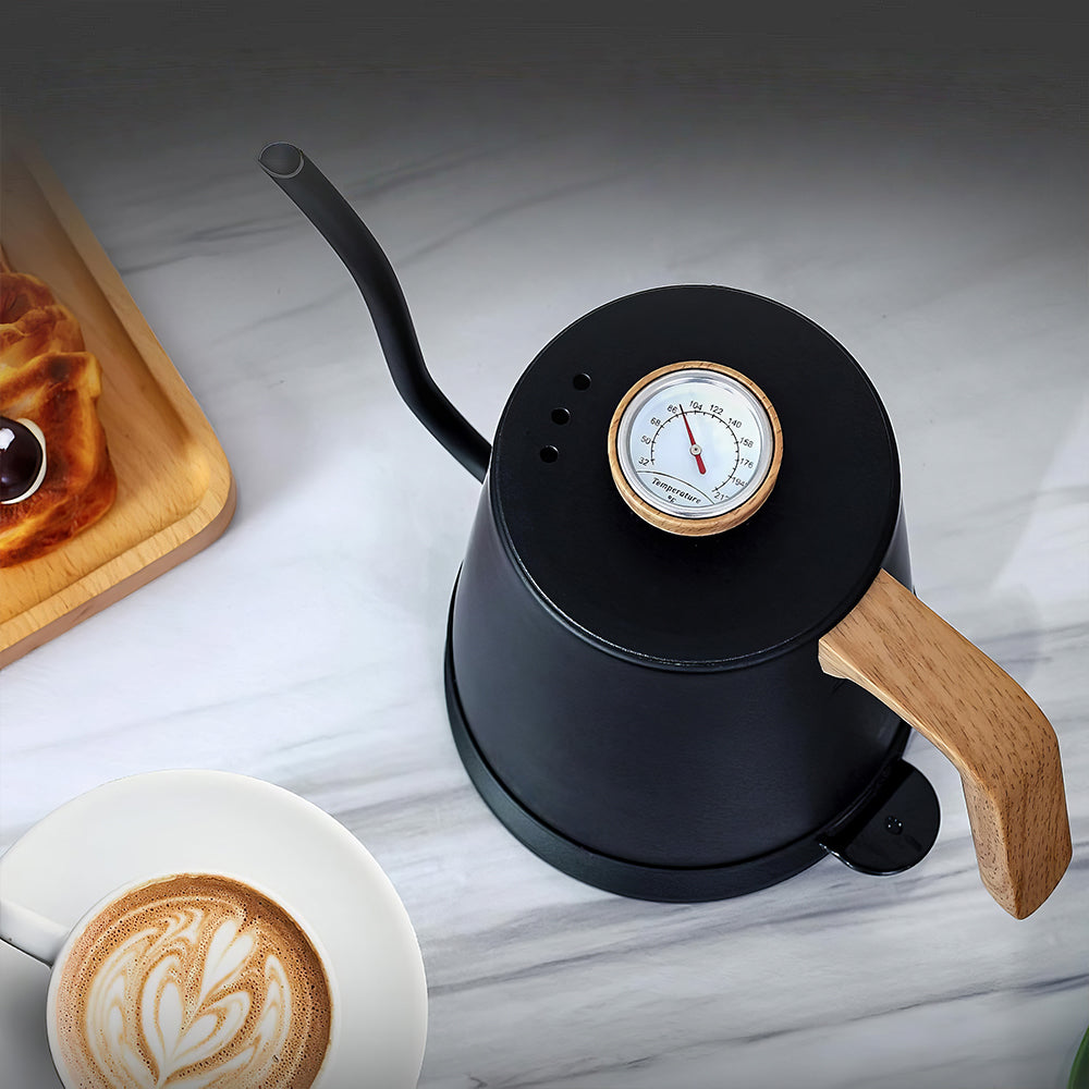 1L Gooseneck Electric Kettle with Thermometer, 1000W Auto Shut-Off