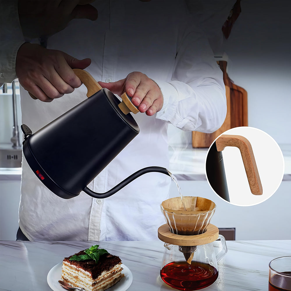 1L Gooseneck Electric Kettle with Thermometer, 1000W Auto Shut-Off