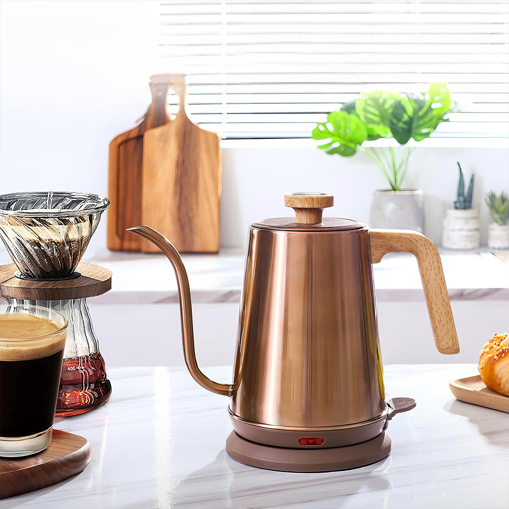 1L Gooseneck Electric Kettle with Thermometer, 1000W Auto Shut-Off