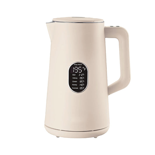 1.5L Electric Kettle Stainless Steel, Double Wall, 5-Temp LED Display
