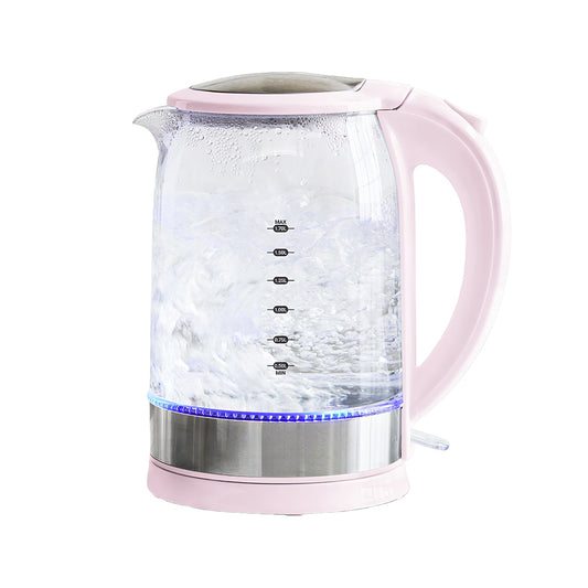 1.7L Glass Electric Kettle with LED Base, Auto Shut-Off & Filtered Spout