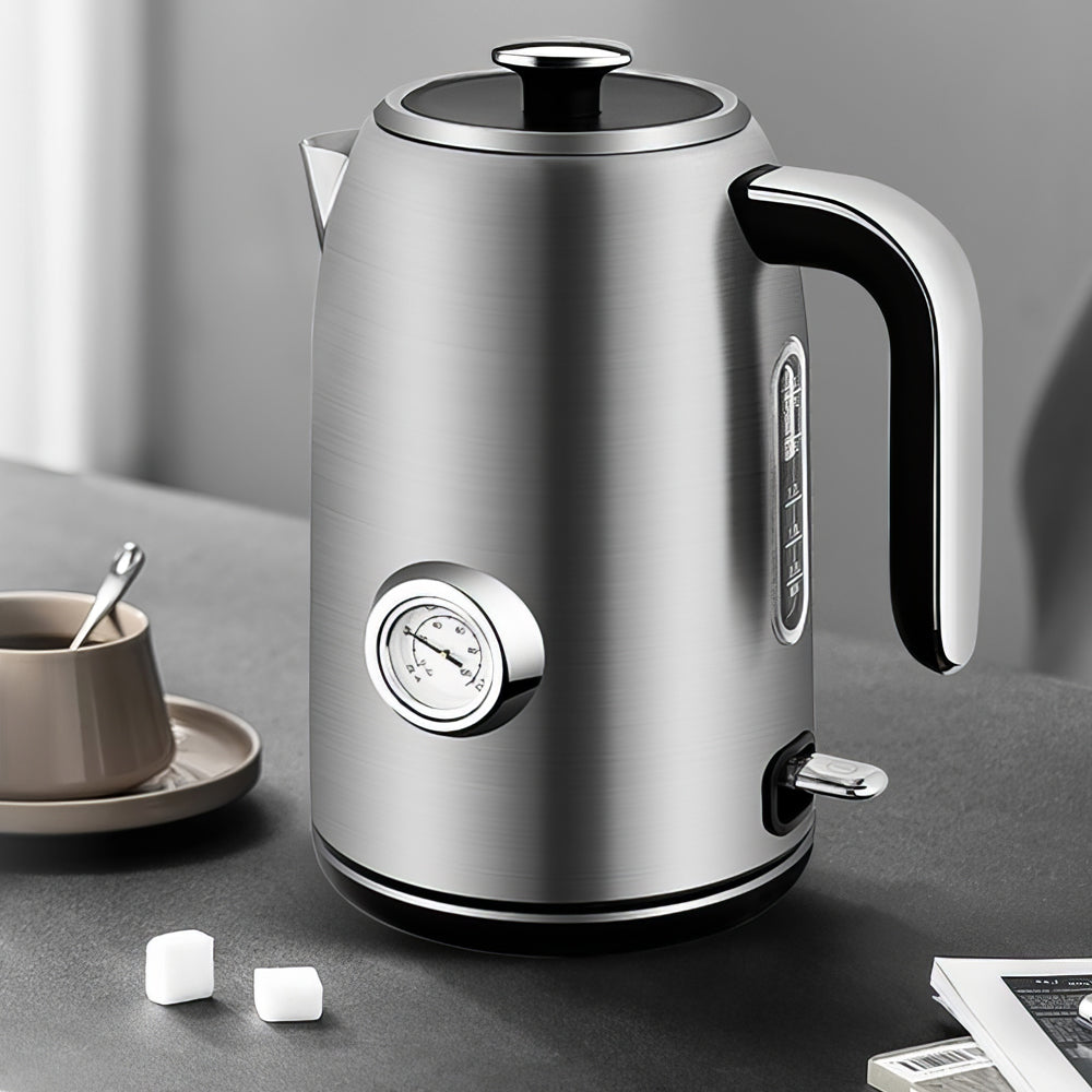 1.7L Stainless Steel Electric Kettle with Temperature Gauge, 1500W