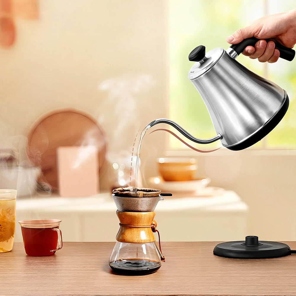 1L Stainless Steel Gooseneck Electric Kettle, 1000W Fast Heating