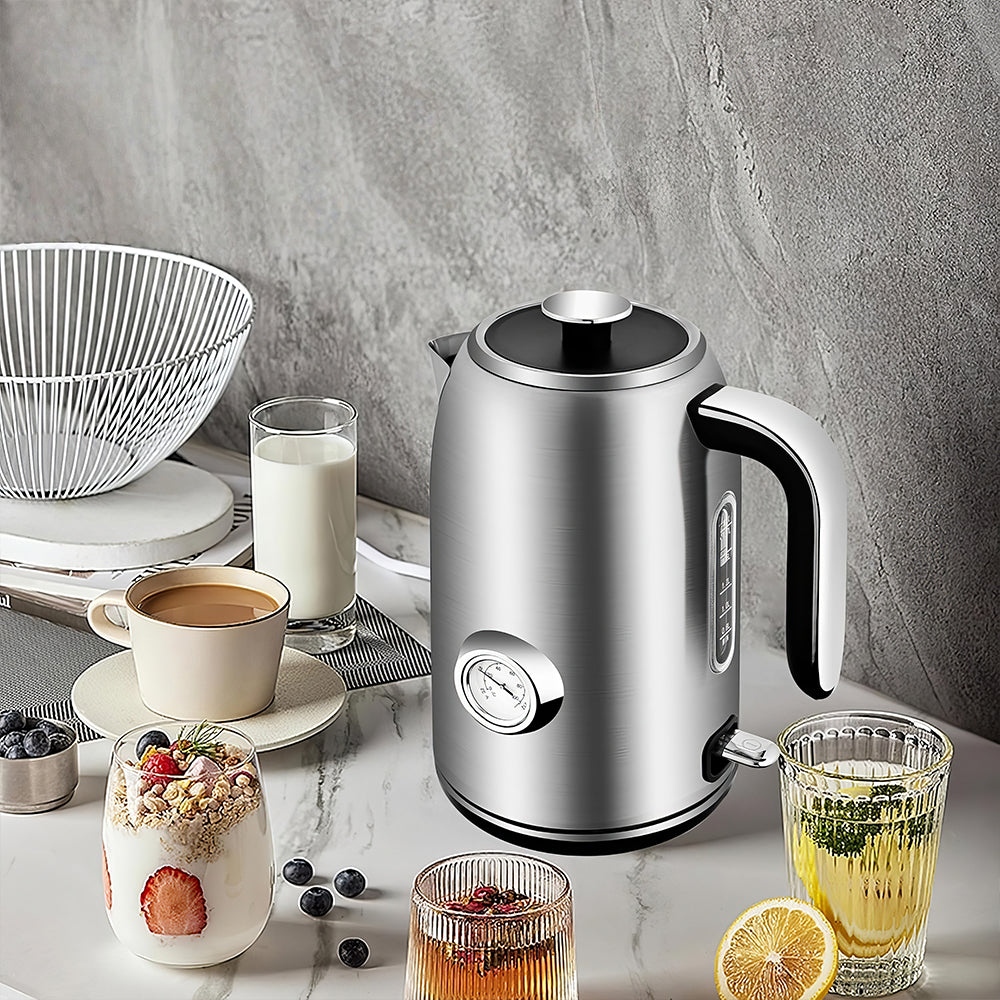 1.7L Stainless Steel Electric Kettle with Temperature Gauge, 1500W