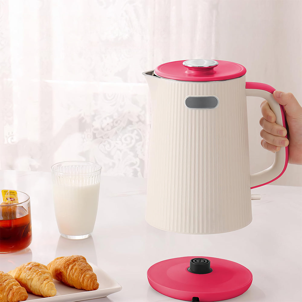 1.7L Double Wall Stainless Steel Electric Kettle, 1200W Auto Shut-Off