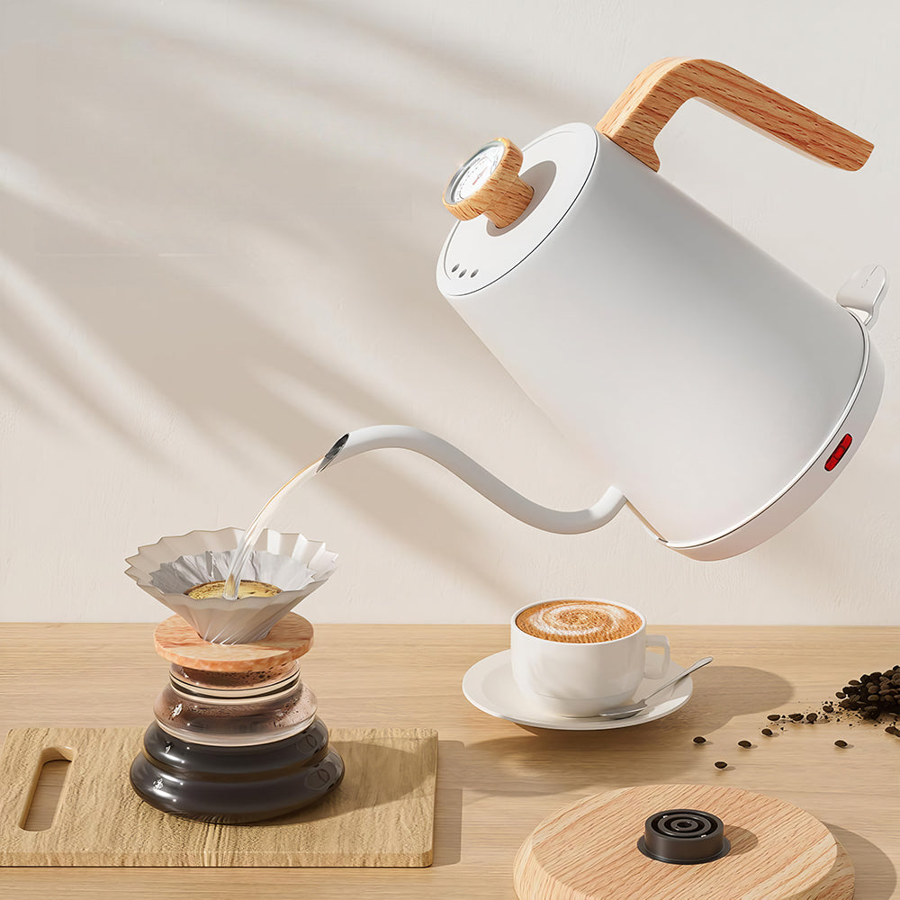 1L Gooseneck Electric Kettle with Thermometer, 1000W Auto Shut-Off