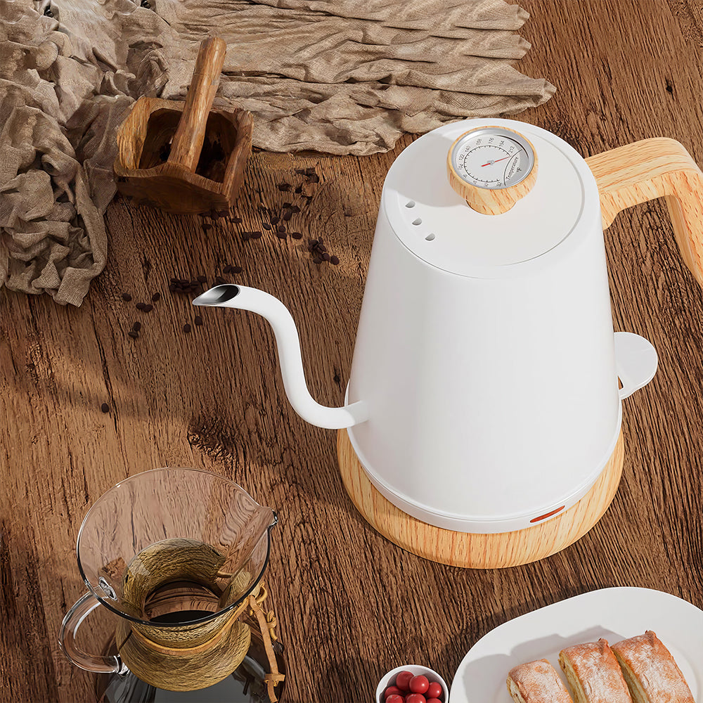 1L Gooseneck Electric Kettle with Thermometer, 1000W Auto Shut-Off