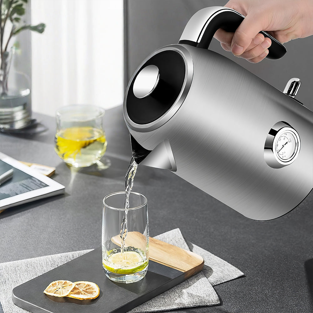 1.7L Stainless Steel Electric Kettle with Temperature Gauge, 1500W