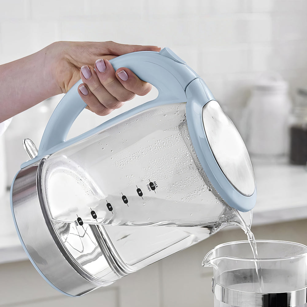 1.7L Glass Electric Kettle with LED Base, Auto Shut-Off & Filtered Spout