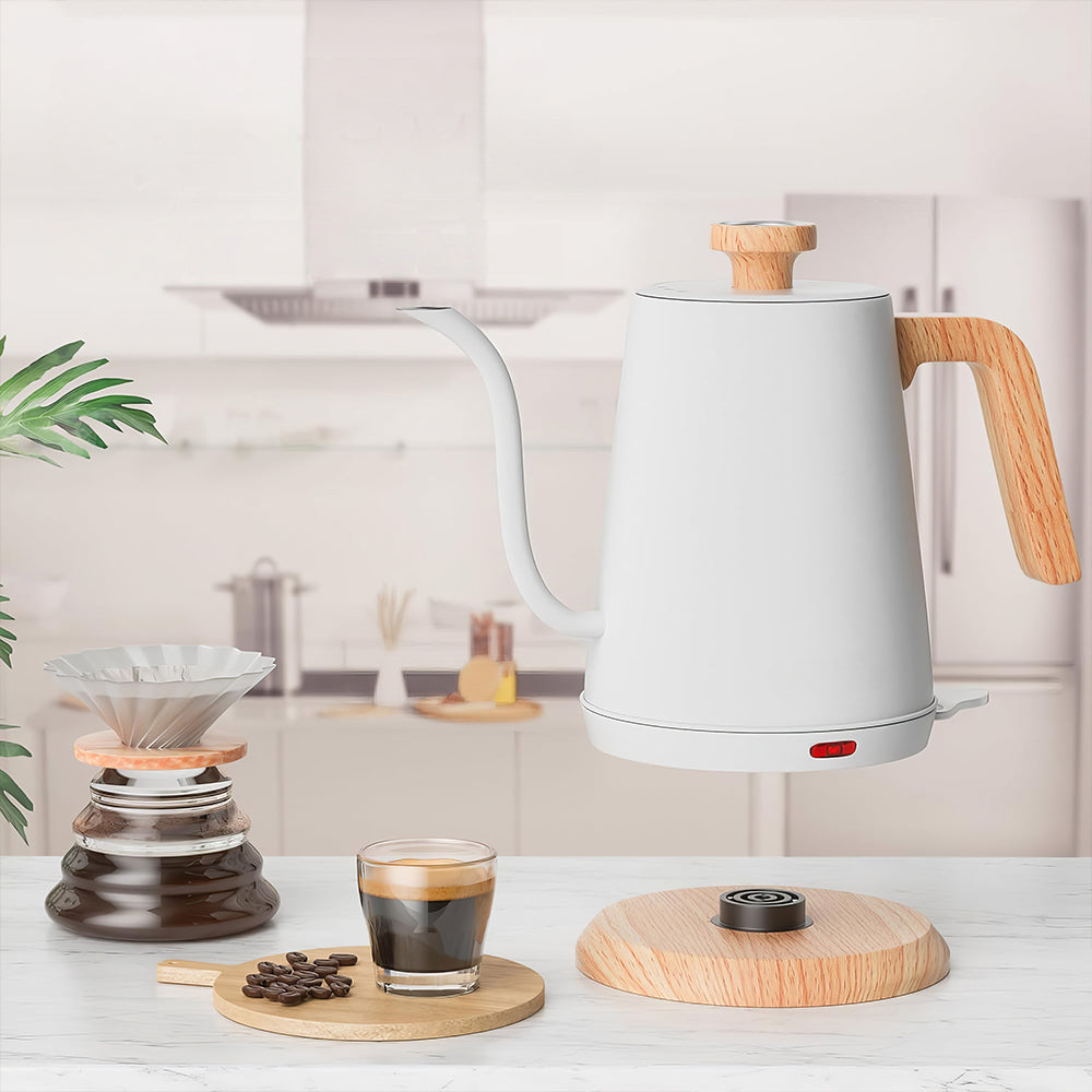 1L Gooseneck Electric Kettle with Thermometer, 1000W Auto Shut-Off