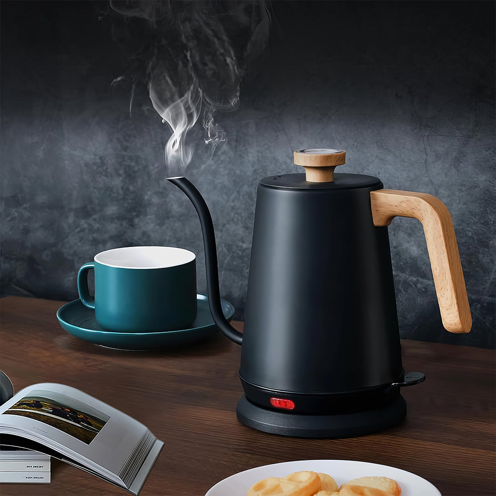 1L Gooseneck Electric Kettle with Thermometer, 1000W Auto Shut-Off