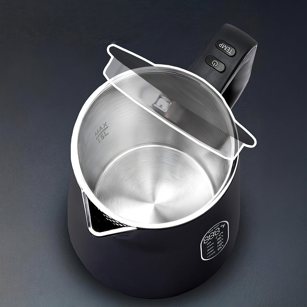 1.5L Electric Kettle Stainless Steel, Double Wall, 5-Temp LED Display