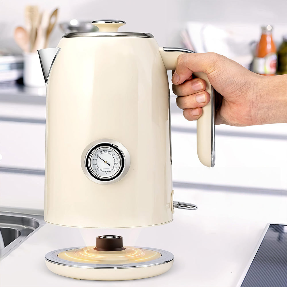 1.7L Stainless Steel Electric Kettle with Temperature Gauge, 1500W