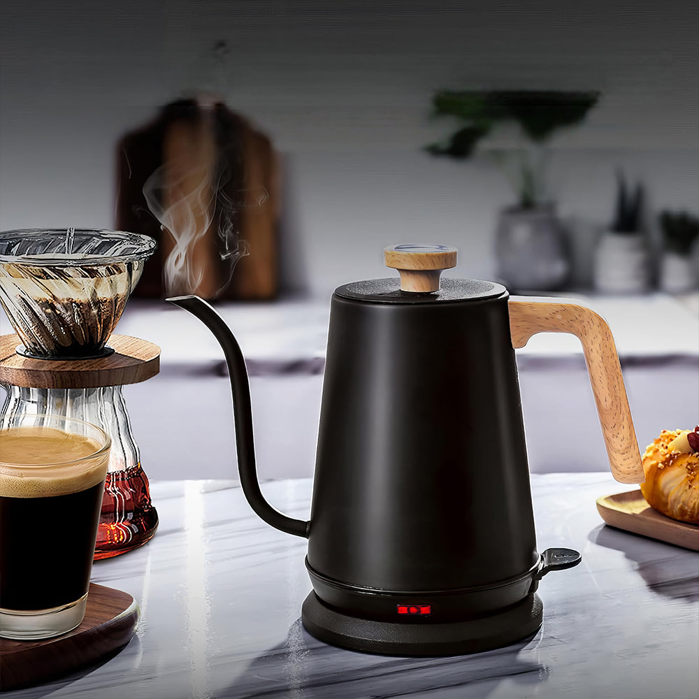 1L Gooseneck Electric Kettle with Thermometer, 1000W Auto Shut-Off